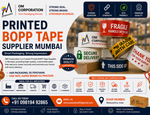 Printed BOPP Tape Supplier in Mumbai – Branded Packaging Solutions by OM Corporation